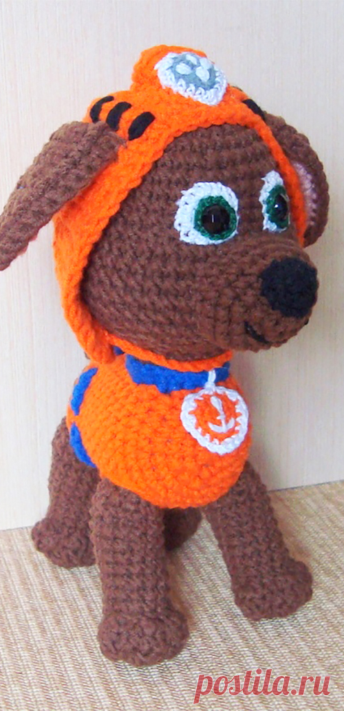 PDF Зума крючком. FREE crochet pattern; Аmigurumi animal patterns. Амигуруми схемы и описания на русском. Вязаные игрушки и поделки своими руками #amimore - Собака, пёс, собачка, щенок из детского мультфильма Щенячий патруль, пёсик.