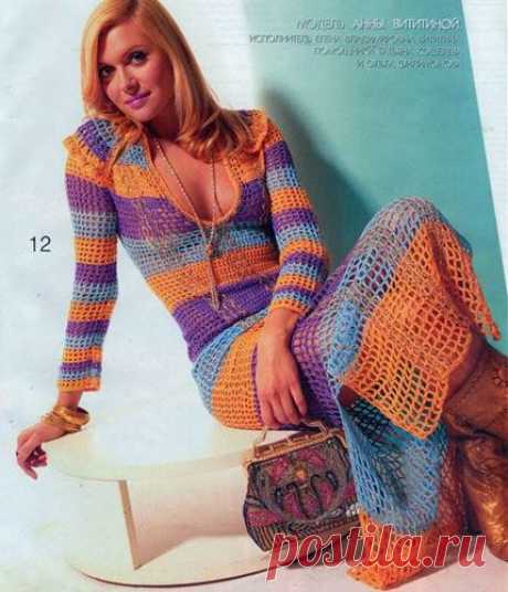 Платье крючком в филейной технике вязания. Схема и выкройка