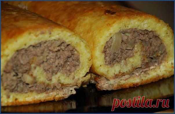 Картофельный рулет с мясом