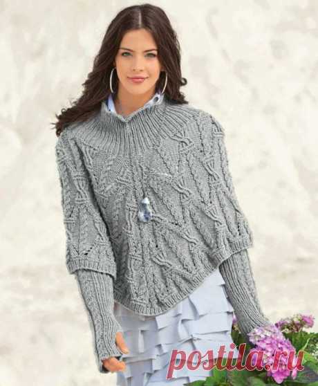 Вязаное пончо с рукавами спицами. Вязаные женские пончо | 3vision - Fashion blog