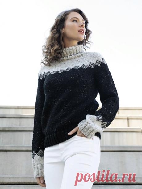 Свитер с жаккардовыми ромбами

Удобный свитер из приятной к телу пряжи пригодится в холодную погоду. В такой модели вам всегда будет комфортно и уютно!

Размеры
38/40 (42/44) 46/48 (50/52)

Вам потребуется
Пряжа Katia Merino Tweed (51% мериносовой шерсти, 43% акрила, 6% вискозы; 80 м/50 г) – 3 (4) 4 (4) мотка молочного цвета (№ 300) и 8 (9) 10 (11) мотков черной (№ 309); спицы № 4,5 и 5; круговые спицы № 5 длиной 80 см.

Узоры и схемы

Резинка
(ряды в прямом и обратном нап...