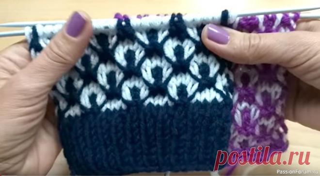 Шикарный двухцветный узор. Жаккард | Вязание спицами для начинающих