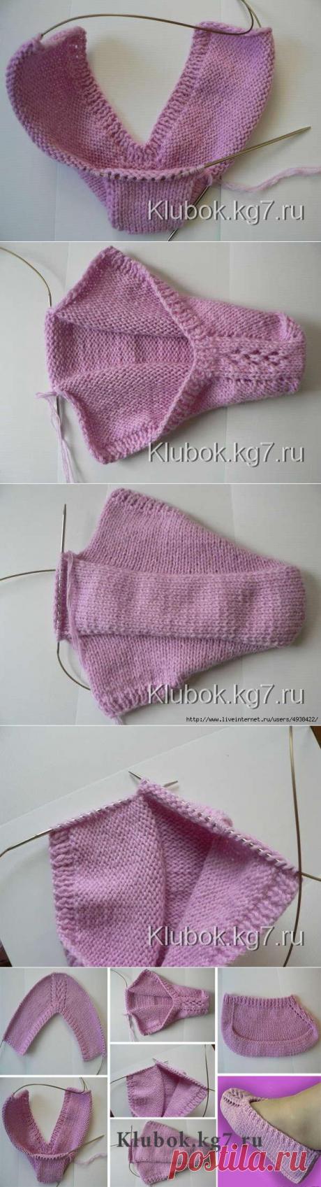 Тапочки на двух спицах (следочки) | Клубок