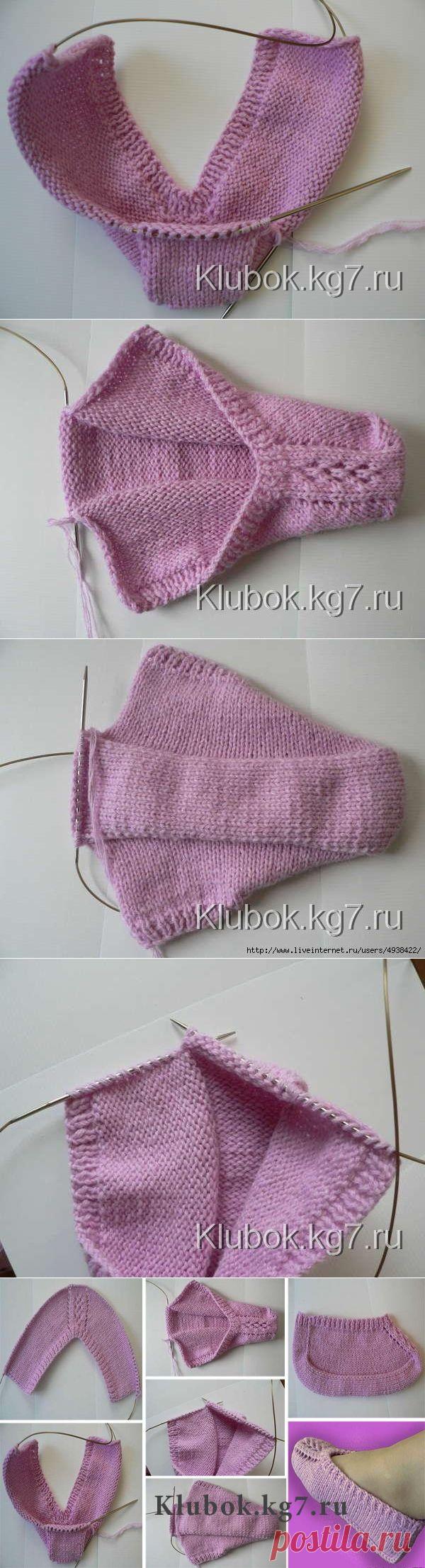 Тапочки на двух спицах (следочки) | Клубок