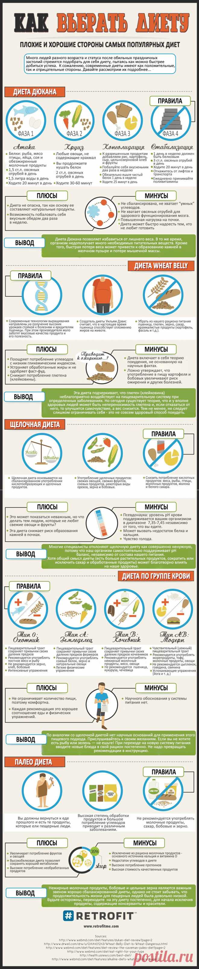 ИНФОГРАФИКА: Плюсы и минусы популярных диет - Лайфхакер