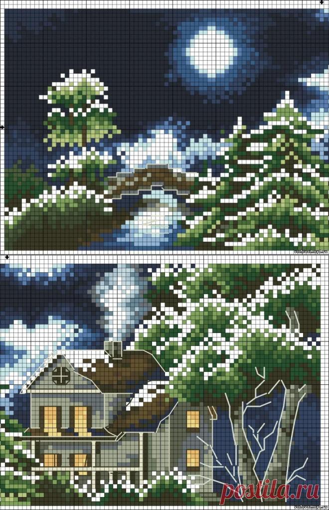 ЗИМА - ЛЕС - ПЕЙЗАЖ - Каталог файлов - ВЫШИВКА КРЕСТОМ