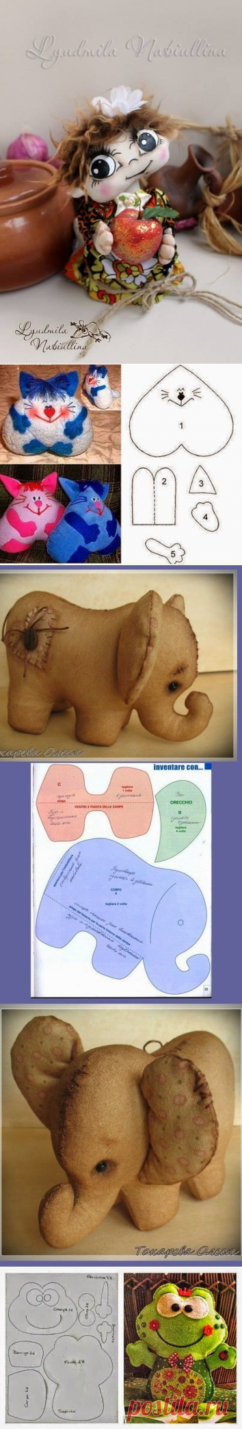 Коллекция забавных текстильных игрушек с выкройками