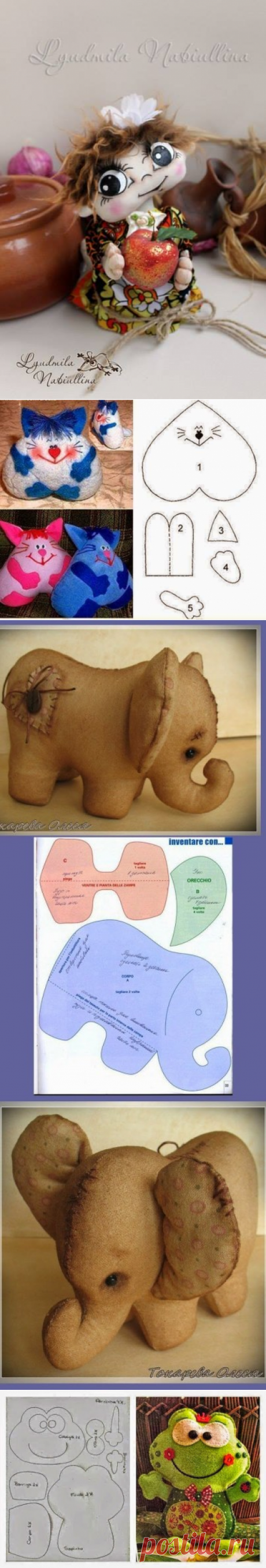 Коллекция забавных текстильных игрушек с выкройками