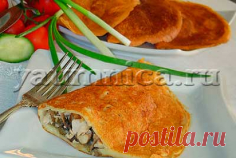 Блинные пирожки с курицей и грибами: рецепт, фото рецепт, пошаговый рецепт с фото