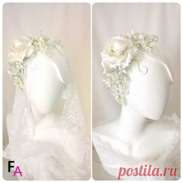 #ландыши 🌾 #жасмин 🌼и роза собраны в нежнейшее #цветочноеукрашение 👑🌸🌱 #вуалетка 