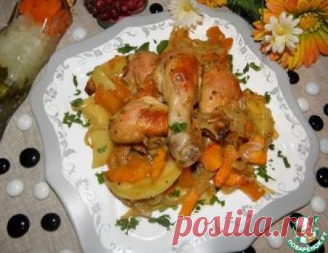 Курица, запеченная с тыквой и картофелем – кулинарный рецепт
