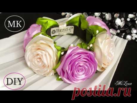 РЕЗИНКА НА ПУЧОК, МК / DIY Kanzashi Flower Bun Garland Headband / DIY Hair Bun Scrunchies Headband