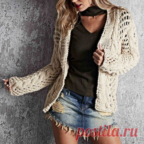 Кардиган с сетчатым узором