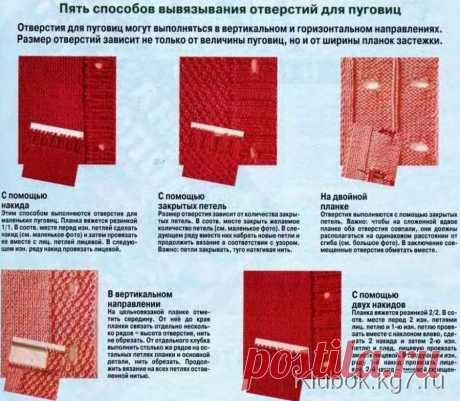 Учимся вывязывать отверстия под пуговицы.