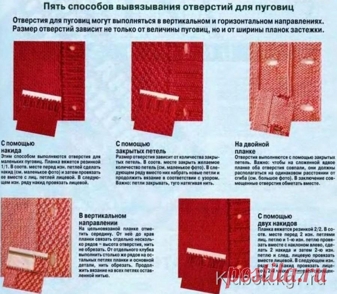 Учимся вывязывать отверстия под пуговицы.