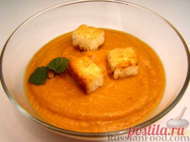 Рецепт: Сладкий тыквенный крем-суп с корицей на RussianFood.com