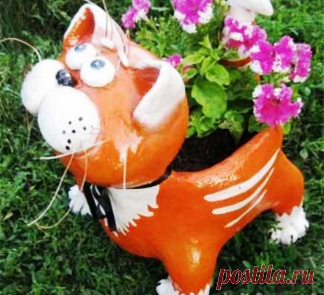 Как сделать кота из цемента | Поделки для дачи и дома | Дзен