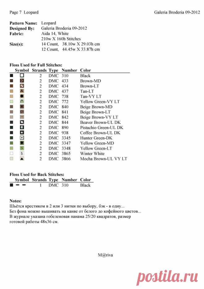 Схема для вышивки леопарда. Схемы для вышивки диких животных | Домоводство для всей семьи.