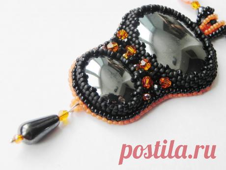 Кулон &quot;Гематит в оранжевом&quot; | biser.info - всё о бисере и бисерном творчестве