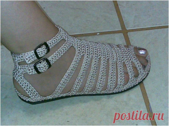 Будь модной! Вязанные крючком босоножки. Модная одежда