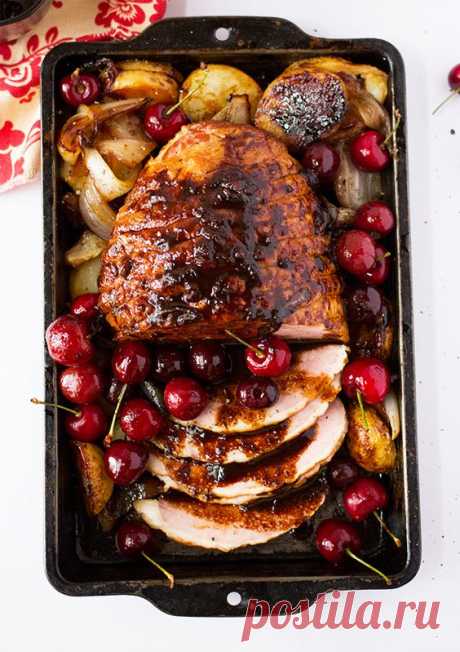 Roast Gammon with Cherry and Red Wine sauce