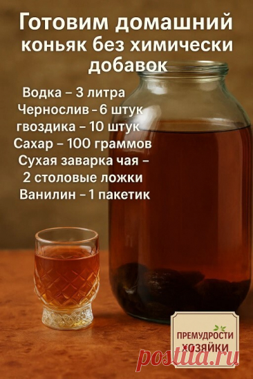 🥃 Домашний "Коньячок" — без химии, ароматный и мягкий, как надо! 📌... | Интересный контент в группе Мудрая Хозяйка