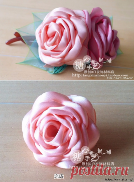Создание розочки из шелка. Мастер-класс