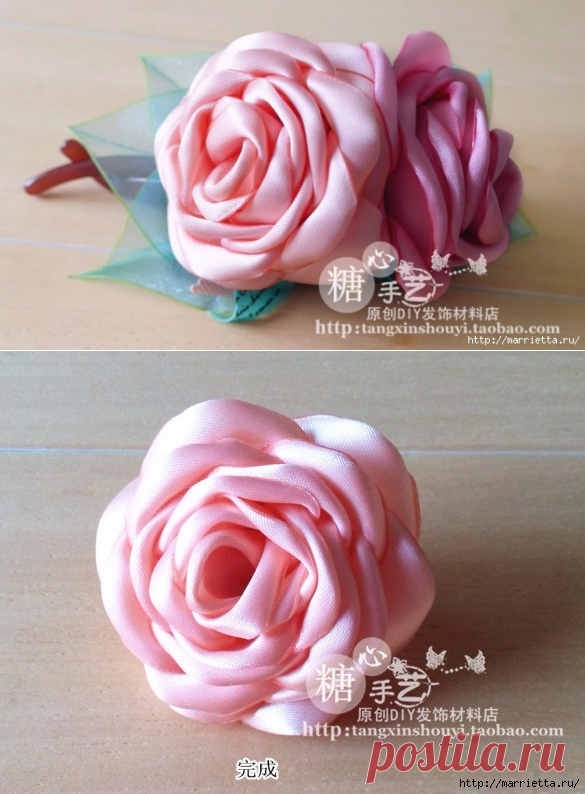 Создание розочки из шелка. Мастер-класс