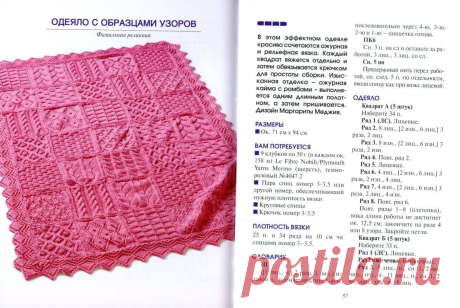 Плед с образцами узоров спицами