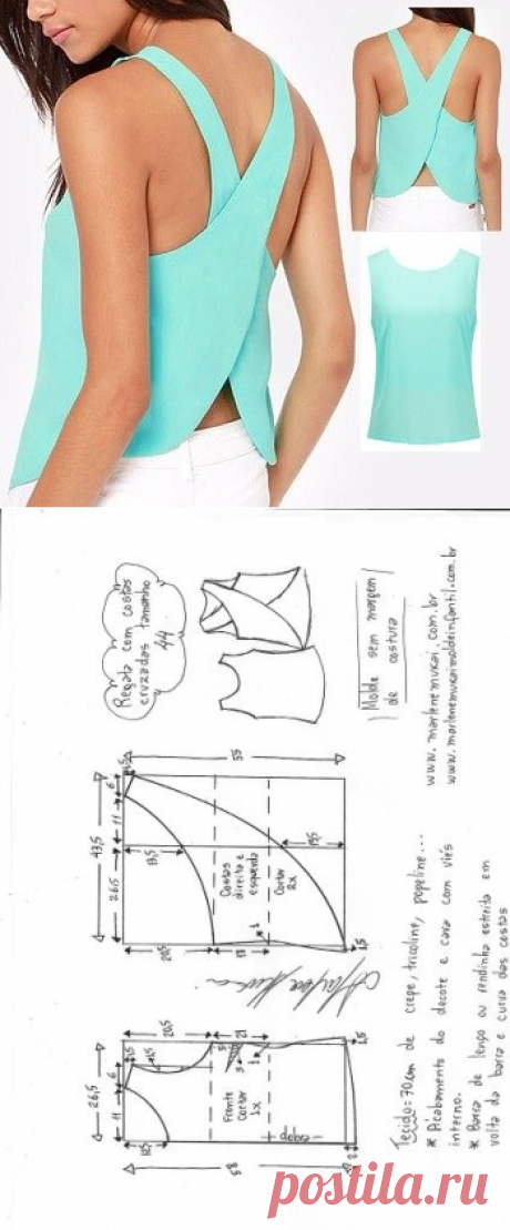 Blusa regata cruzada | DIY - molde, corte e costura - Marlene Mukai