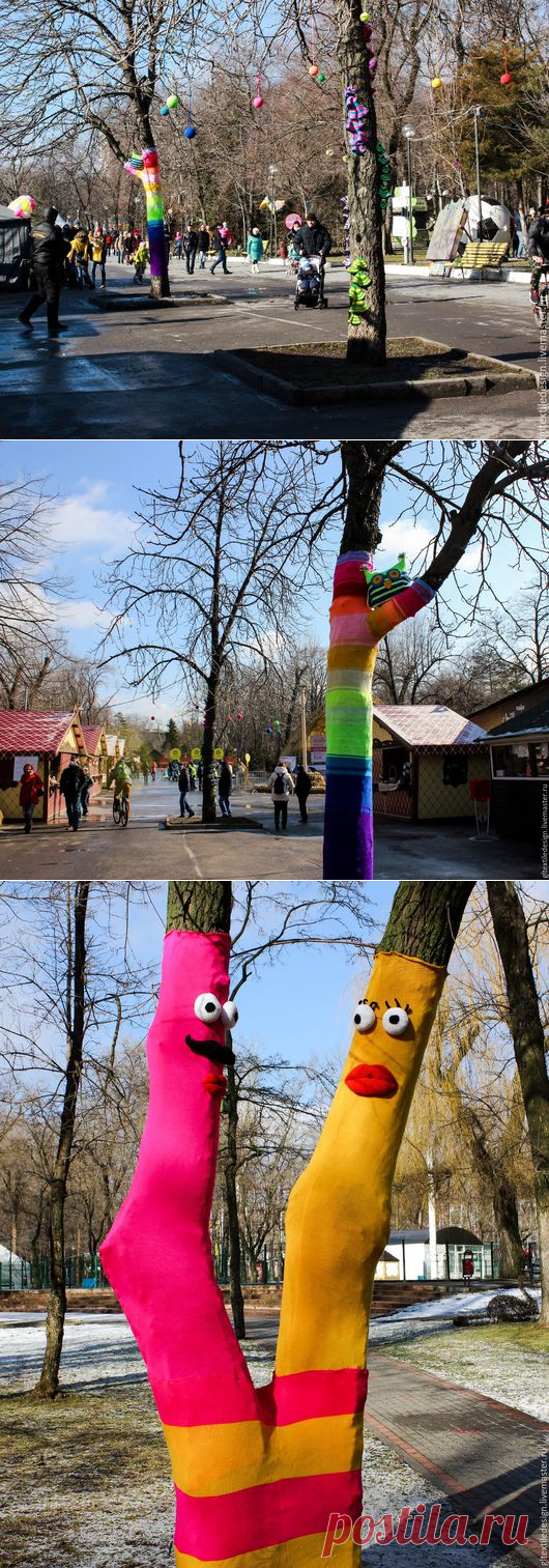 Купить Ярнбомбинг (yarnbombing) – граффити из пряжи - комбинированный, пряжа, украшение вязаное, вязание на заказ