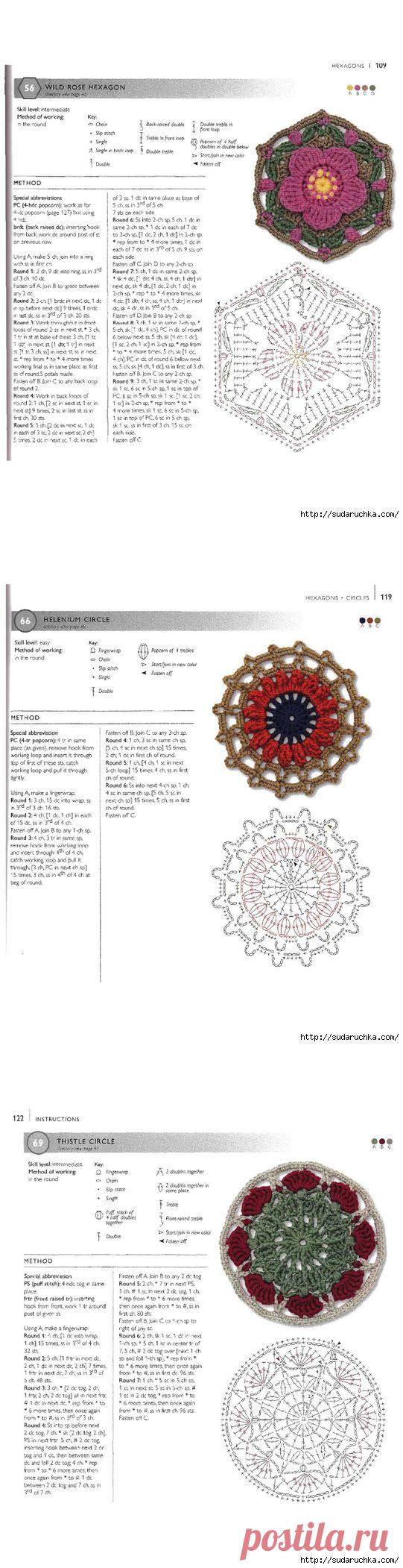 "75 Floral Blocks to Crochet". Журнал по вязанию крючком..