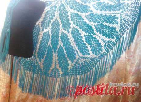 Полукруглая шаль &quot;Дубовые листья&quot;. Крючком. Схема. Работа Марины Михайловны.  / kru4ok.ru