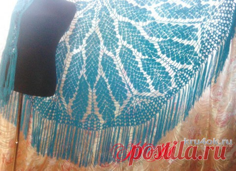 Полукруглая шаль "Дубовые листья". Крючком. Схема. Работа Марины Михайловны.  / kru4ok.ru