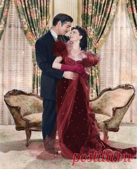 Кларк Гейбл и Вивьен Ли на промо-фото к фильму "Унесенные ветром" (1939).