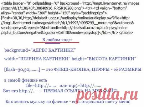 Плеер-кнопка на картинке / коды