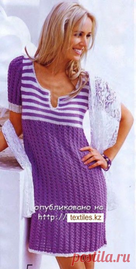 Женское платье спицами, описание, схема вязания и выкройка | Портал шитье и вязание для каждого - Textiles.kz