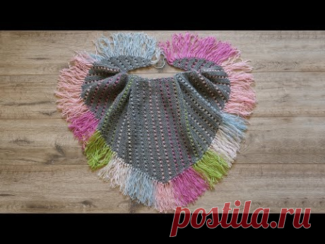 Шарф – бактус спицами | Baktus scarf knitted