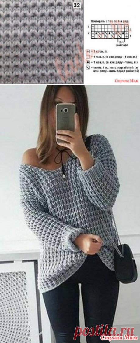 Крупный узор спицами - Вязание - Страна Мам