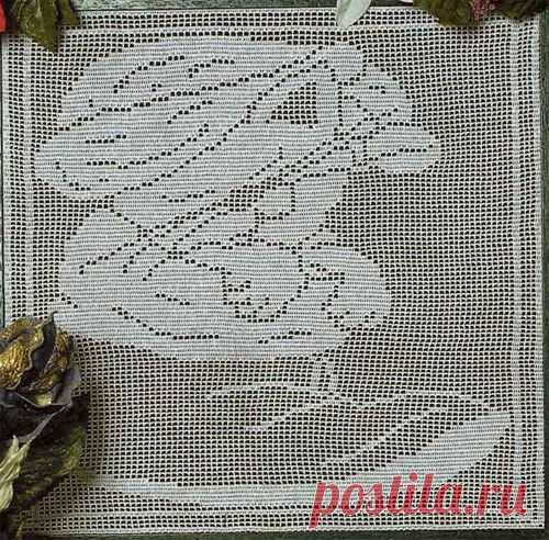 Филейная картина "Кот в сапогах". Схема вязания