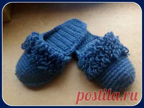 Тапочки на войлочной подошве крючком. Вязаные тапочки на войлочной подошве видео | Вязание для всей семьи