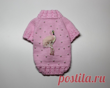Sweater for dogs pink flamingo Dog dress Clothes for small | Etsy
