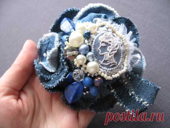 Цветы из джинсовой ткани. Идеи, мастер-классы