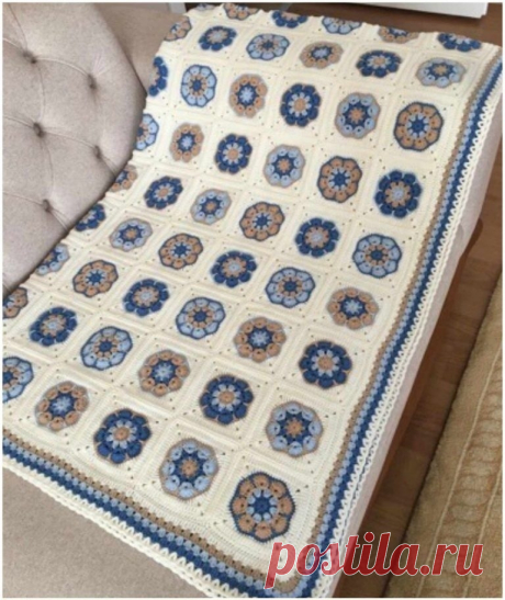 African Flower Baby Blanket - Crochet Easy Patterns
