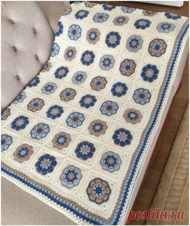 African Flower Baby Blanket - Crochet Easy Patterns