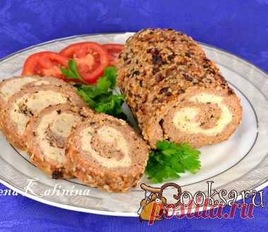 Мясной рулет "Праздничный" фото рецепт приготовления