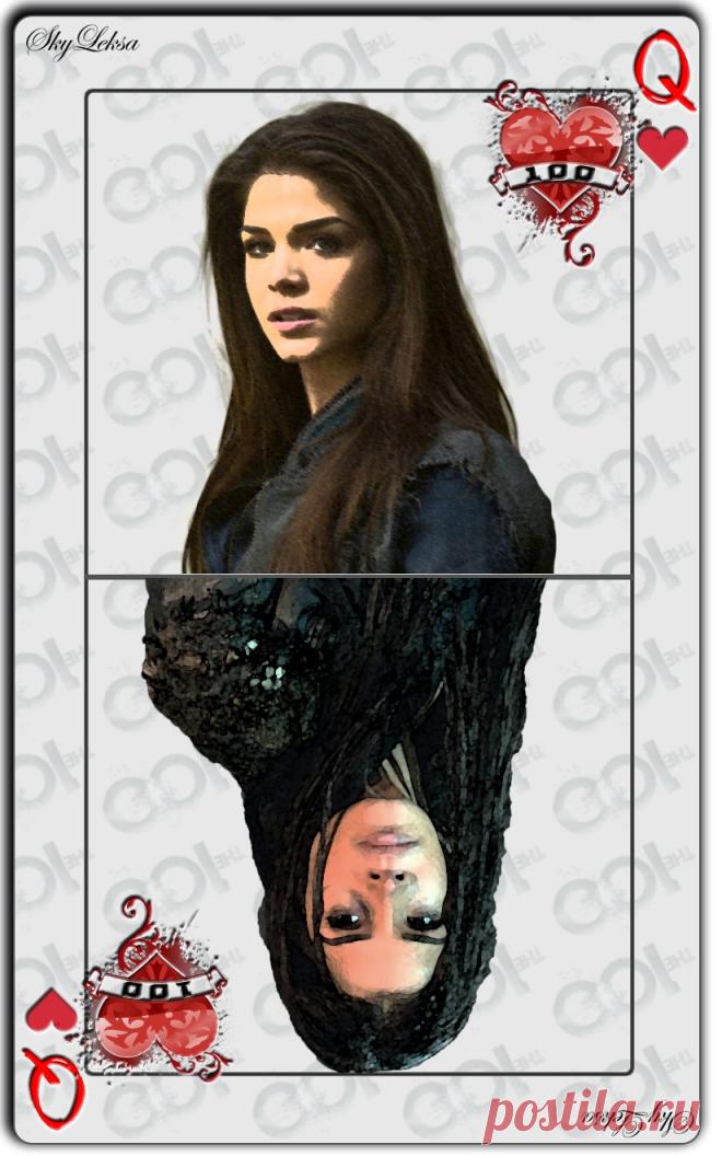 Deck of cards "The 100". Ledy of hearts Octavia Blake. Complete set of cards link: https://vk.com/album-123050684_243155769  #photoshop_skyleksa #the100 #octaviablake #marieavgeropoulos