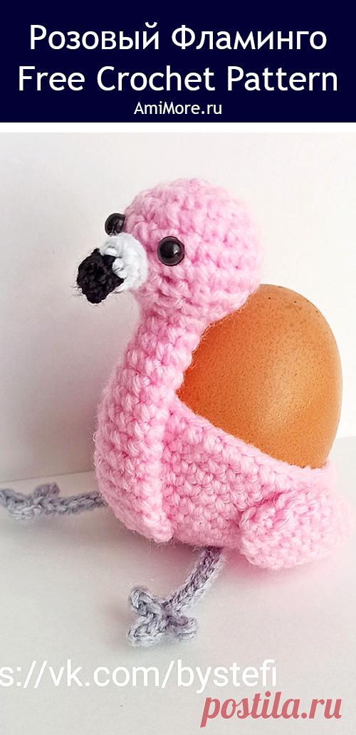 PDF Розовый Фламинго крючком. FREE crochet pattern; Аmigurumi toy patterns. Амигуруми схемы и описания на русском. Вязаные игрушки и поделки своими руками #amimore - розовый фламинго из обычной пряжи, птицы, птичка.