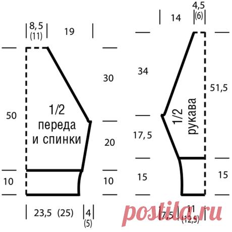 Свитер в полоску с рукавами реглан - схема вязания спицами. Вяжем Свитеры на Verena.ru