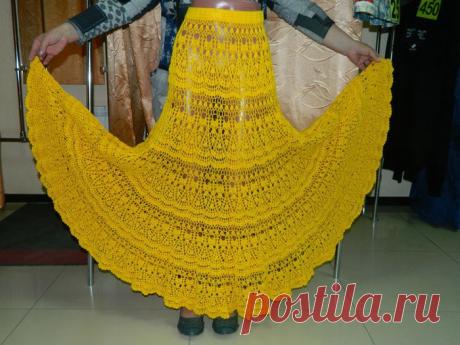 Желтая юбка крючком.